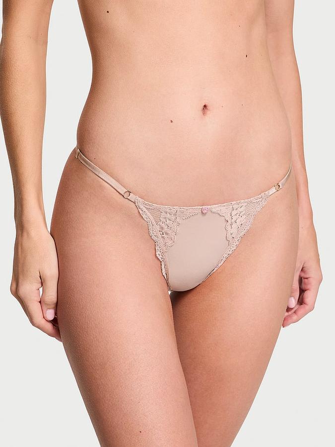 Lace-Trim Adjustable V-String Panty image number 0