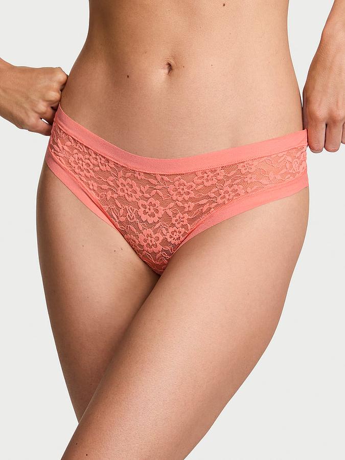 No-Show Lace Thong Panty image number 0