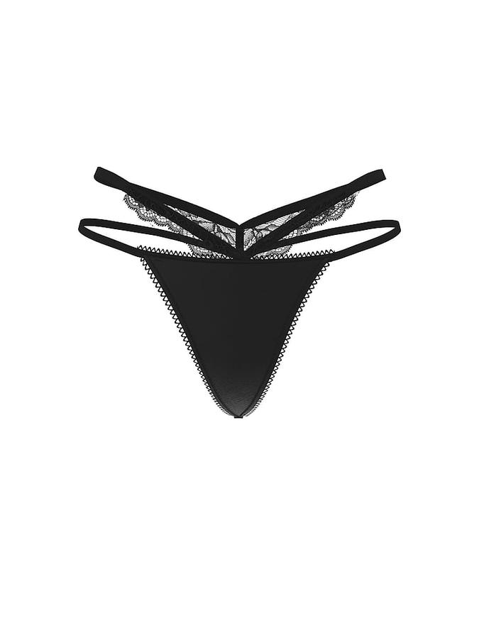 Rose Lace-Trim Strappy Cut-Out V-String Panty image number 2