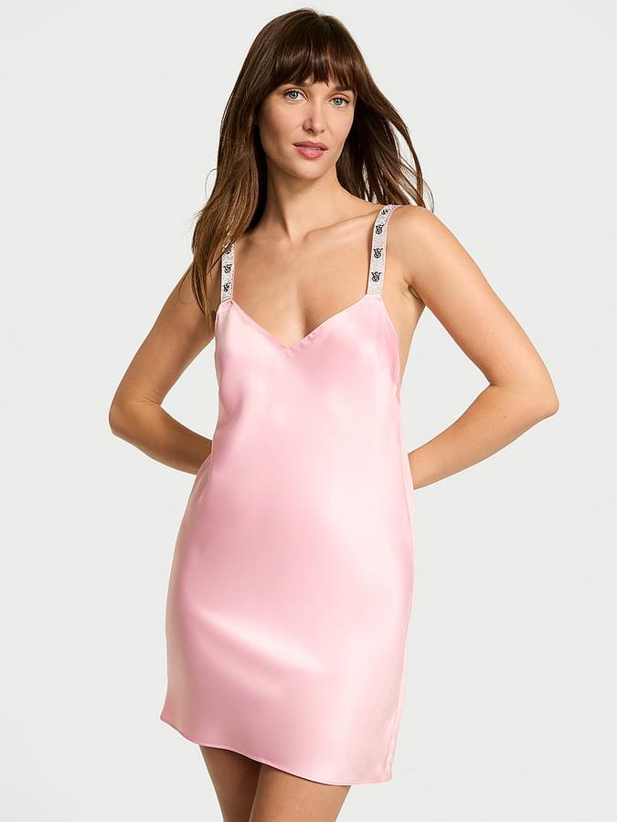 Scattered Shine Strap Satin Strappy-Back Slip