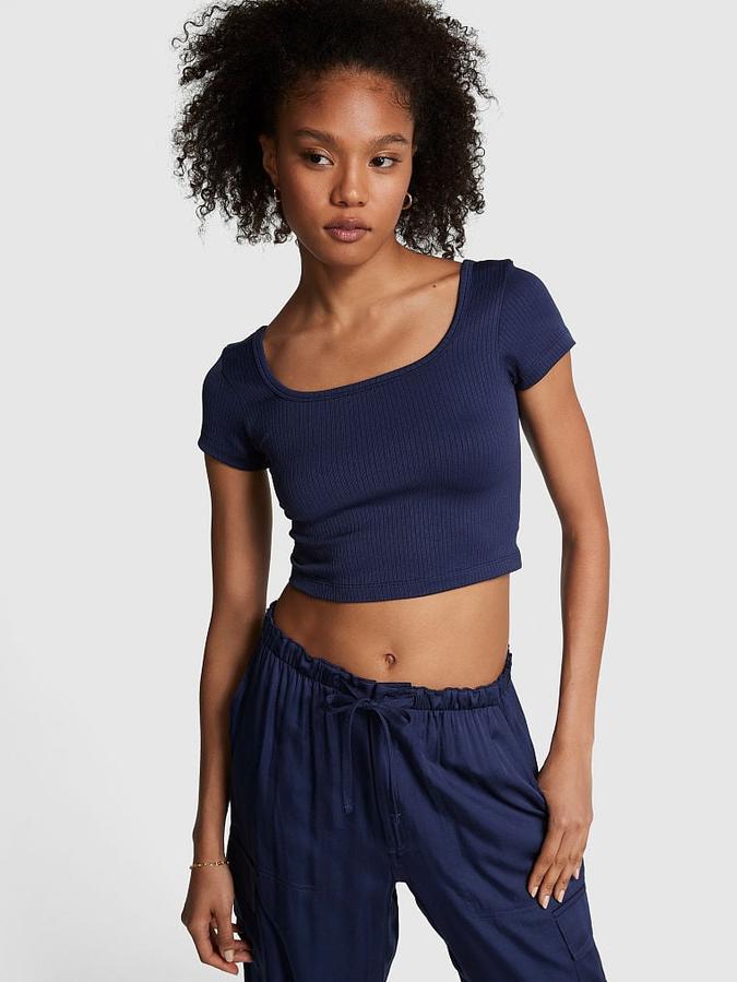 Seamless Rib Short-Sleeve Crop Top