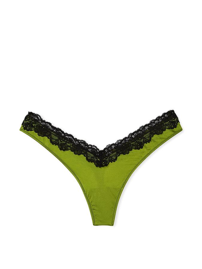 Lace-Trim High-Leg Thong Panty image number 2