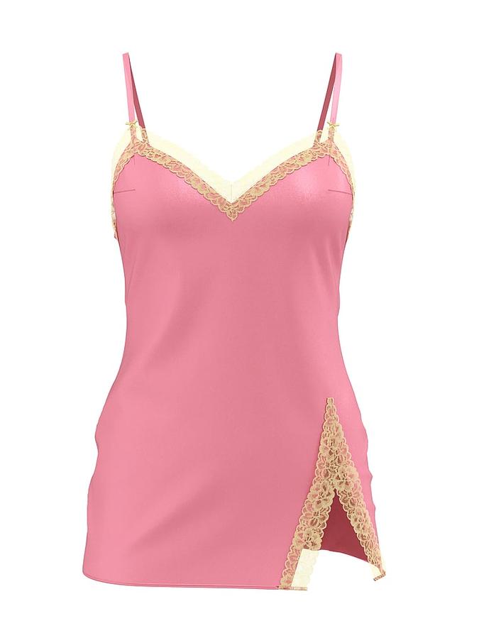 Tease Satin Lace-Trim Mini Slip Dress image number 2