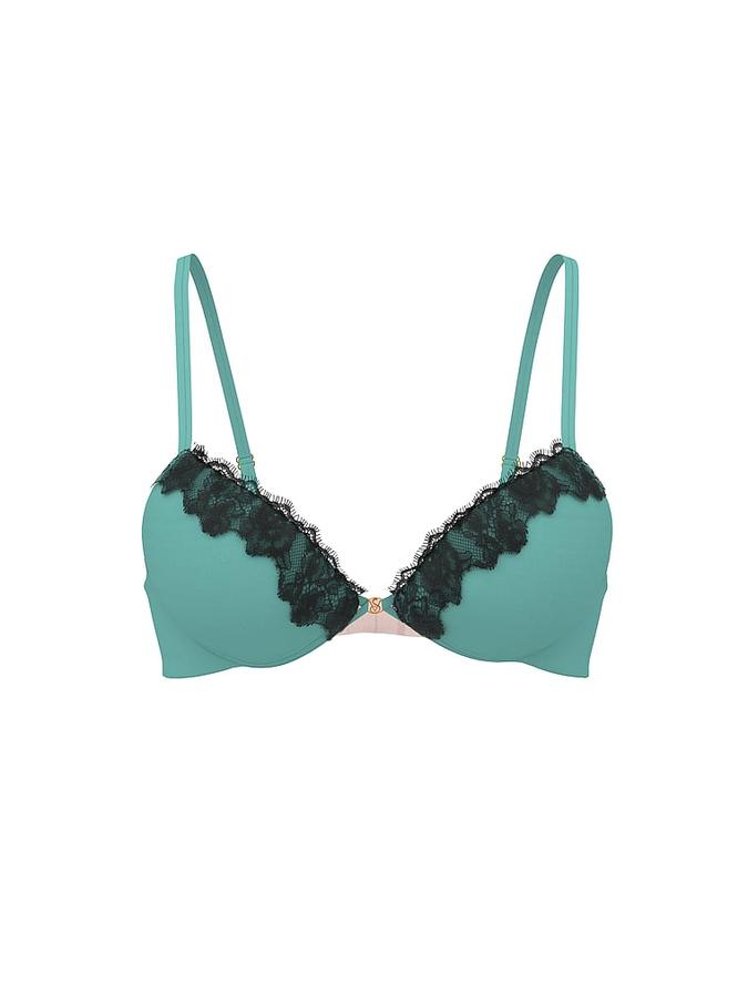 Lace-Trim Lightly Lined Plunge Demi Bra image number 2