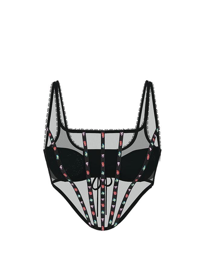 Dark Blossom Embroidery Corset Top image number 2