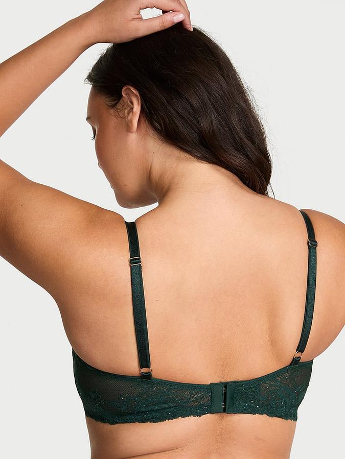 Rose Lace Shimmer Unlined Peekaboo Balconette Bra