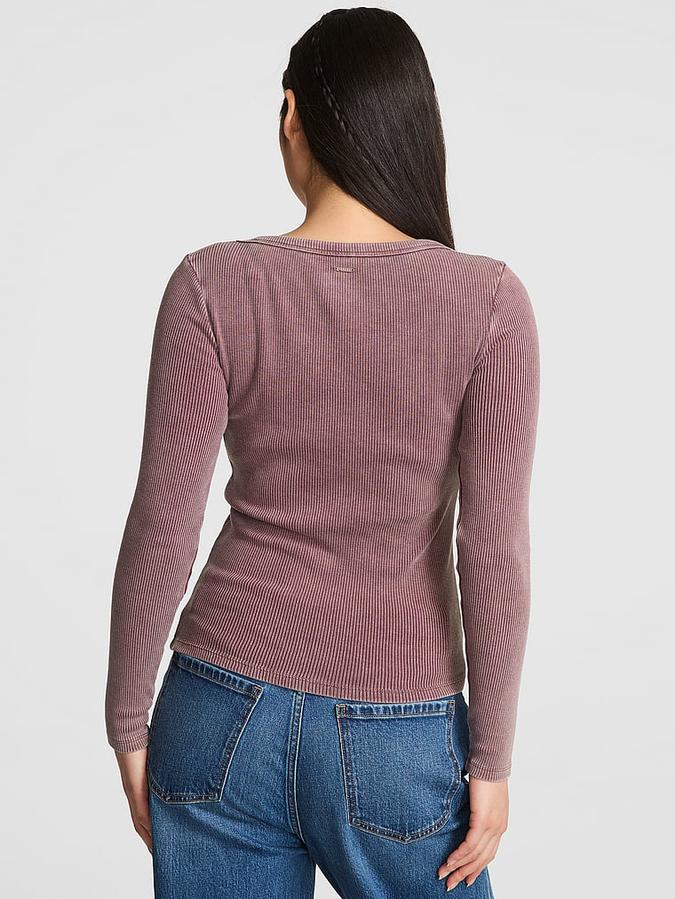 Vintage Ribbed Scoop Long-Sleeve Tee image number 1