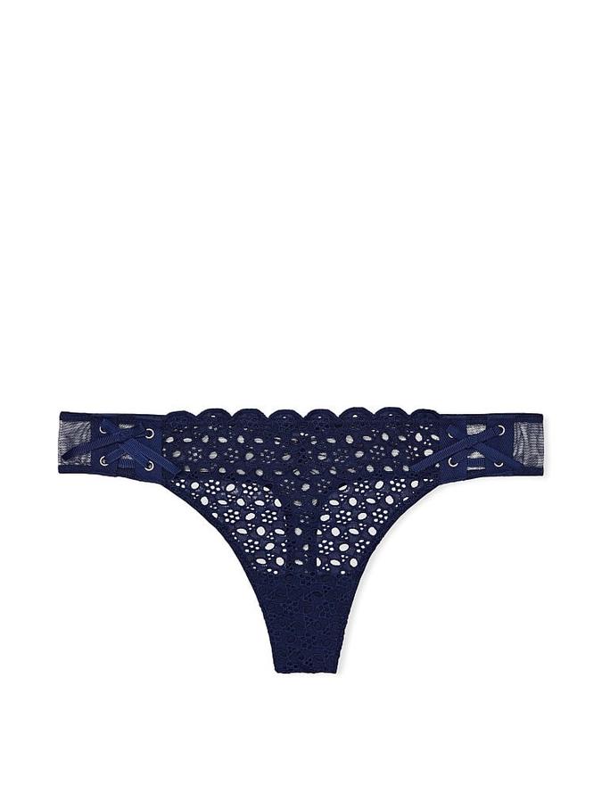 Eyelet Lace-Up Thong Panty image number 1