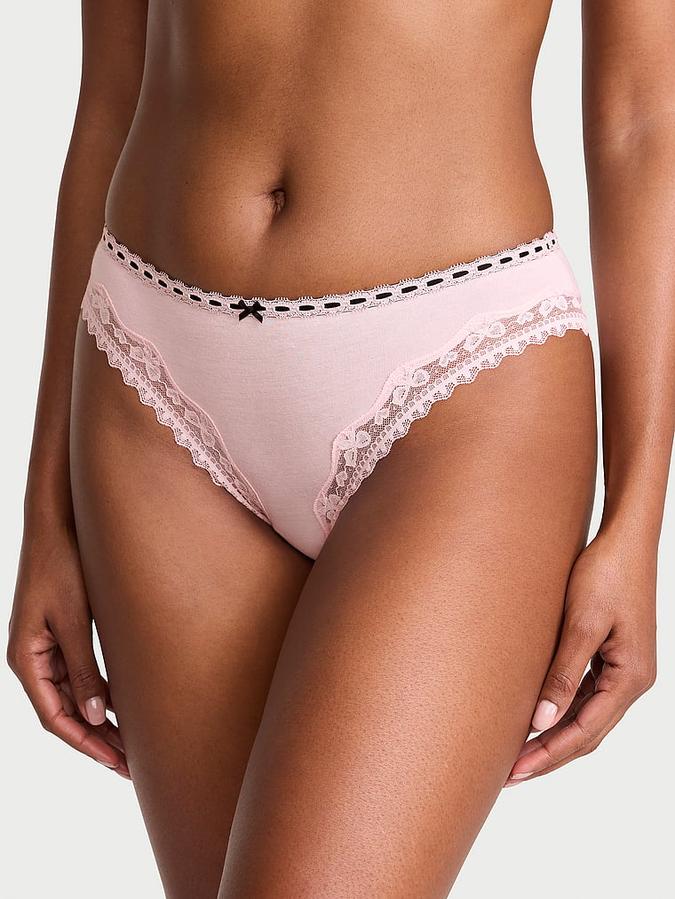 Cotton Bow Lace-Trim Bikini Panty