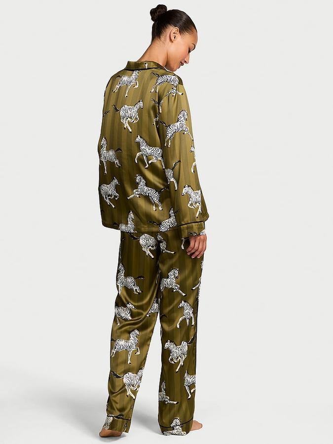 Multicolor Glazed Satin Long Pajama Set Glazed Satin Long Pajama Set