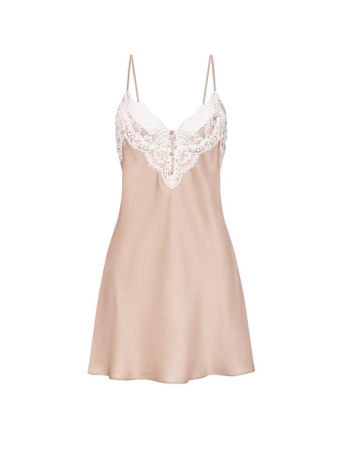Satin Lace-Trim Short Slip Dress image number 2