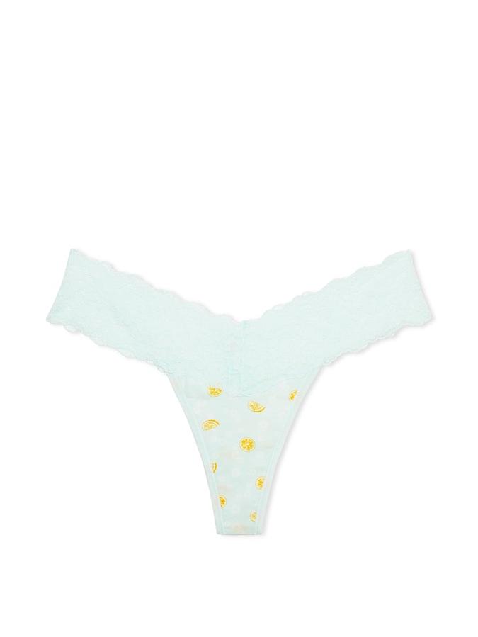 Lace-Waist Cotton Thong Panty image number 2