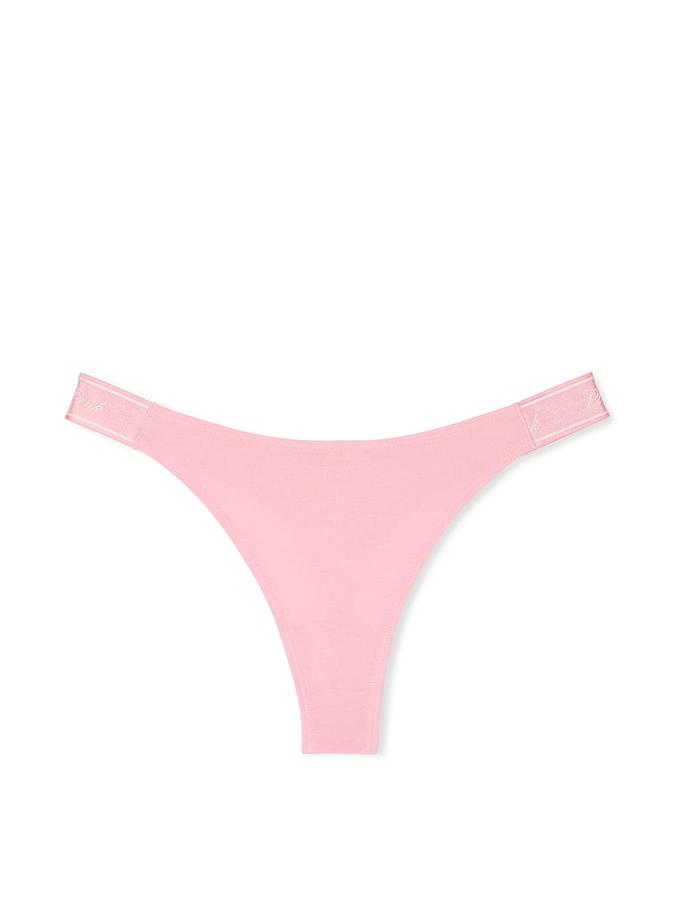 Logo Cotton Shine High-Leg Thong Panty