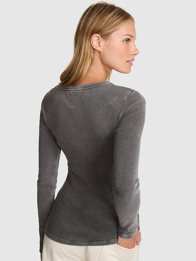 Vintage Ribbed Scoop Long-Sleeve Tee image number 1
