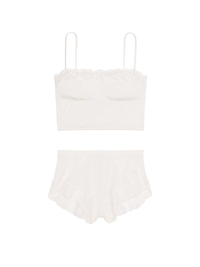 Modal & Lace Trim Straight-Neck Cami Set image number 2