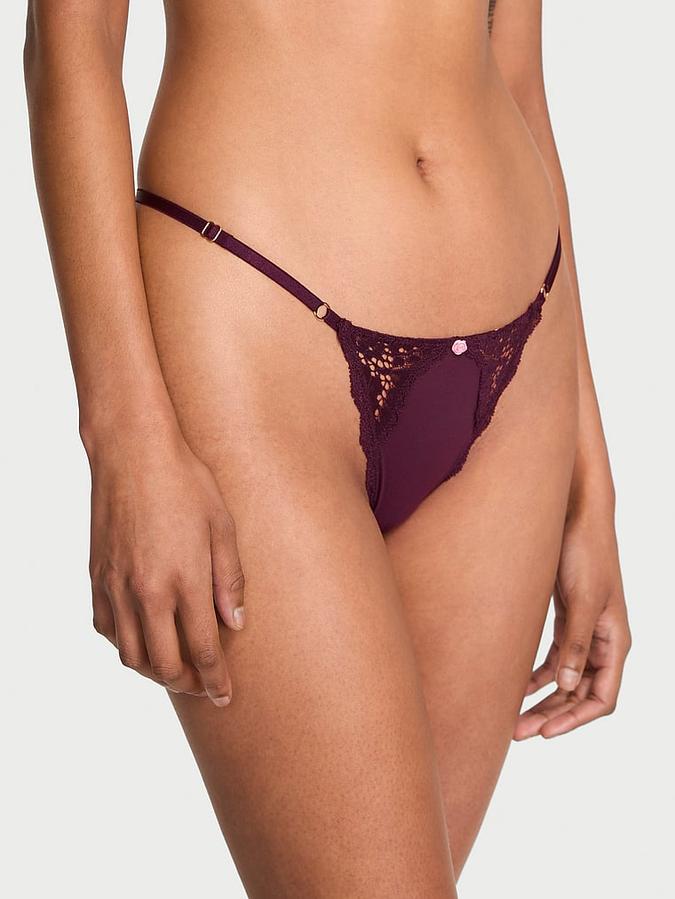 Lace-Trim Adjustable V-String Panty