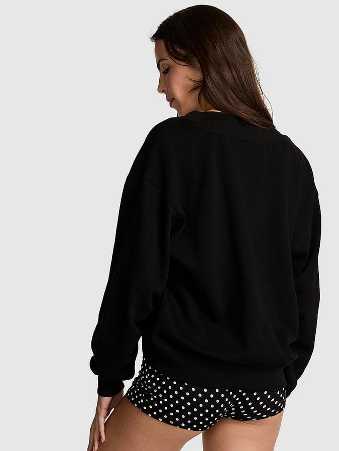 Ivy Fleece V-Neck High-Low Cropped Sweatshirt image number 1
