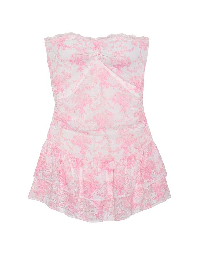 PINK x LoveShackFancy Strapless Lace Mini Dress image number 2
