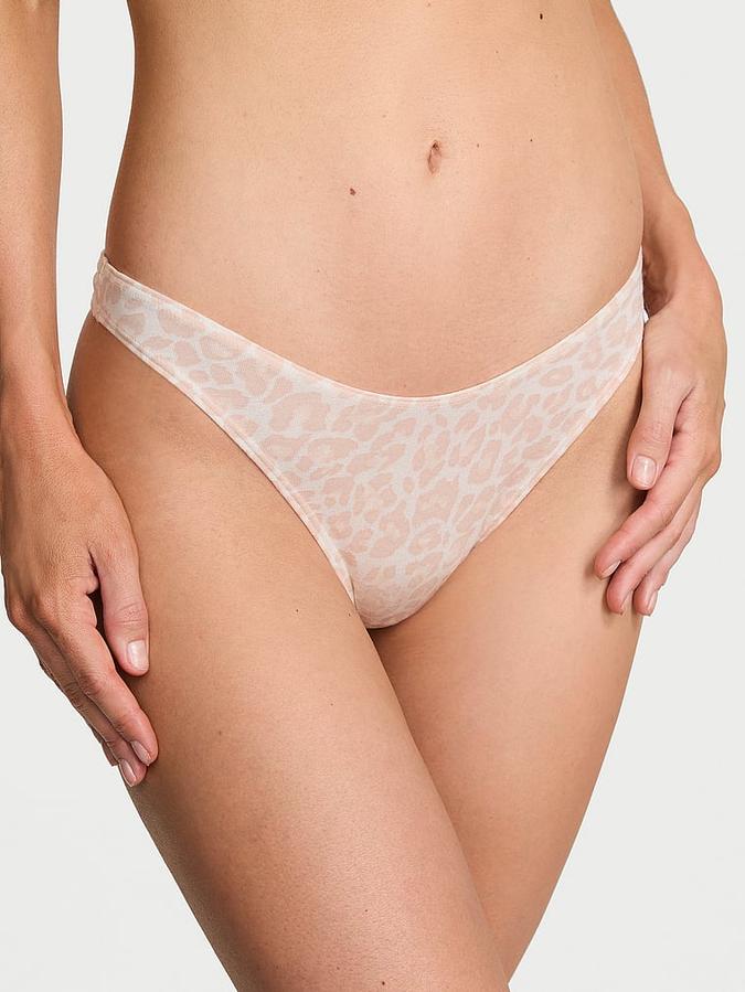 Body by Victoria Stretch Cotton High-Leg Scoop Thong Panty image number 0