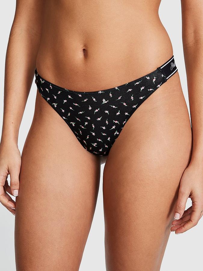 Logo Cotton Scoop Thong Panty