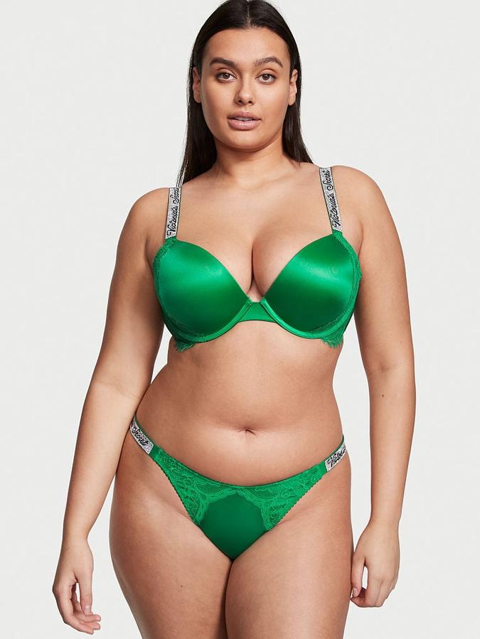 Smooth Lace Shine Strap Thong Panty image number 0