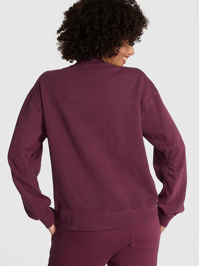 Ivy Fleece V-Neck High-Low Cropped Sweatshirt image number 1