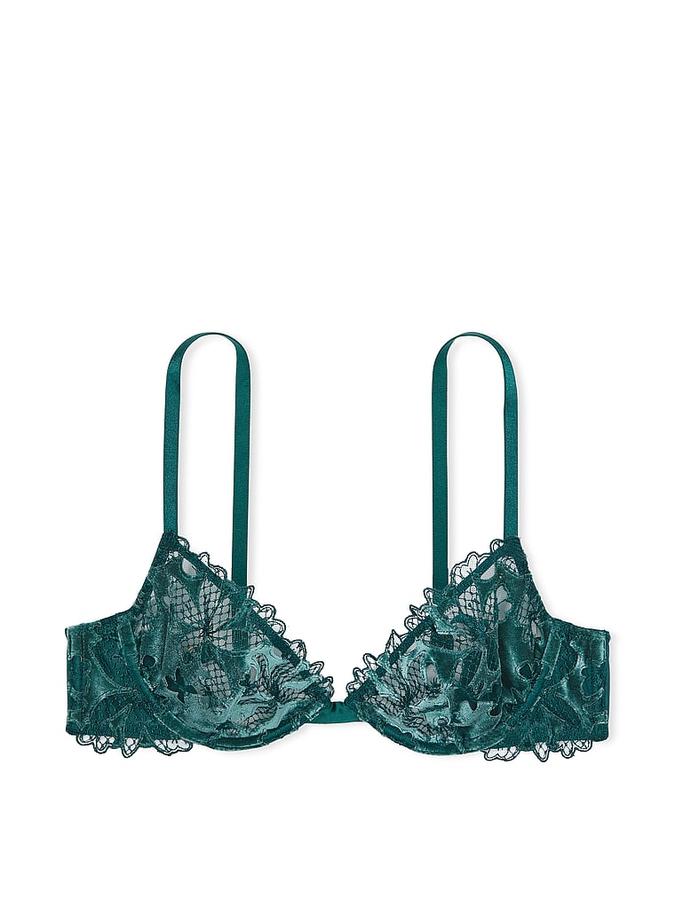 Velvet Ziggy Floral Embroidery Low-Cut Demi Bra image number 2