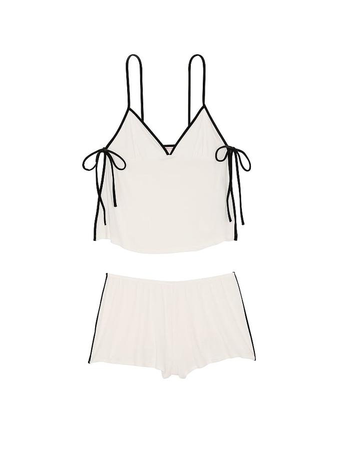 Ribbed Modal Velvet-Trim Cami Shorts Set image number 2