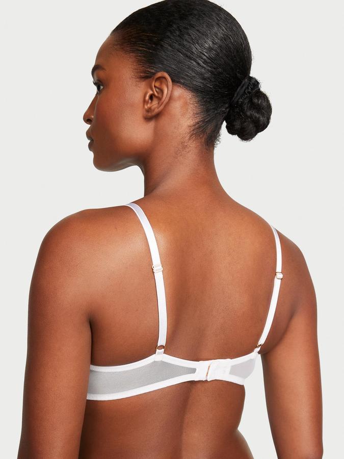 Heart Embroidery Low-Cut Demi Bra image number 1