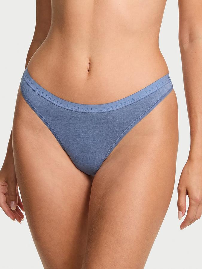 Stretch Cotton High-Leg Scoop Thong Panty