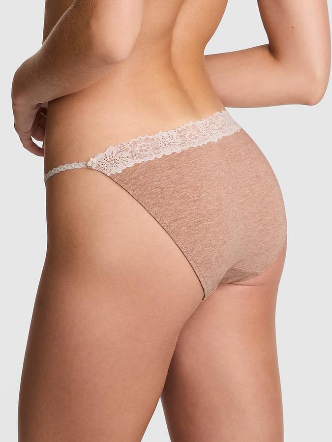 Cotton Lace-Trim String Bikini Panty image number 1