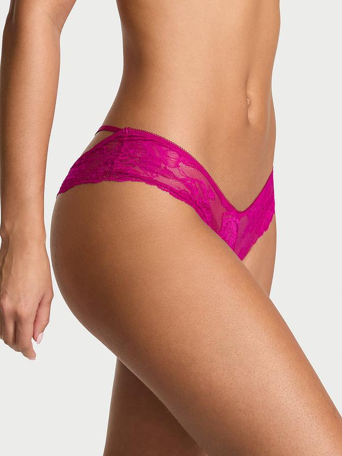 Lace Strappy Hardware Open-Gusset Cheeky Panty