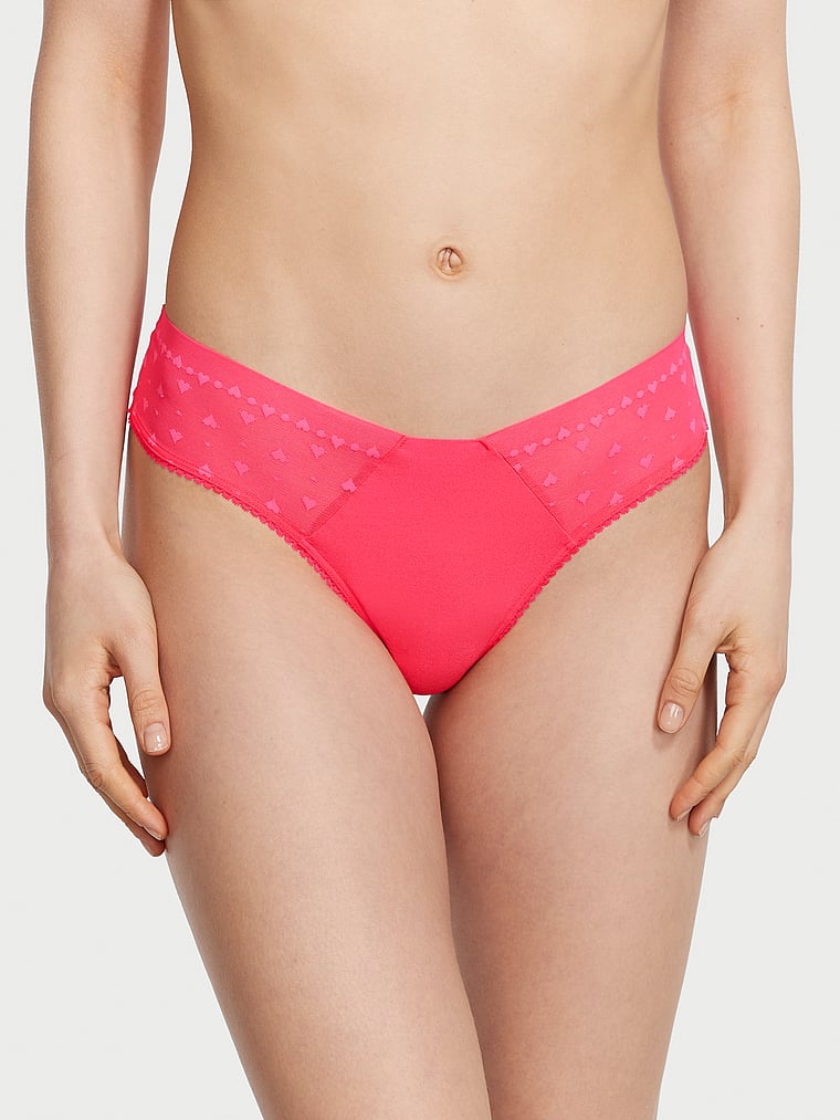 Lace-Trim No-Show Thong Panty