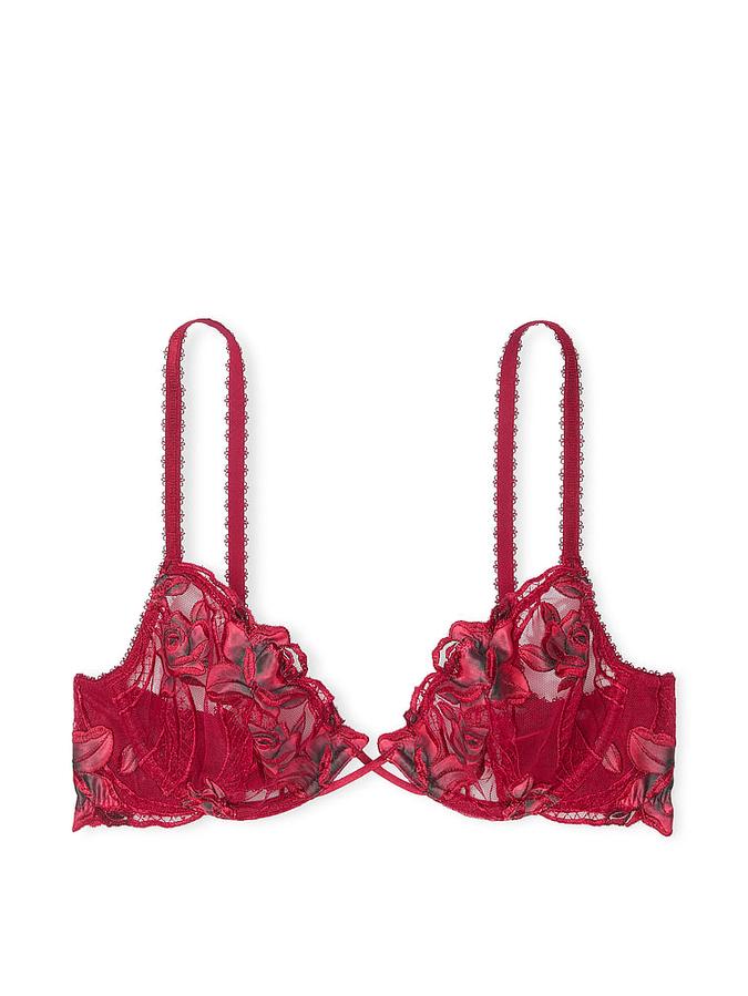 Red Rose Unlined Low-Cut Demi Bra image number 2