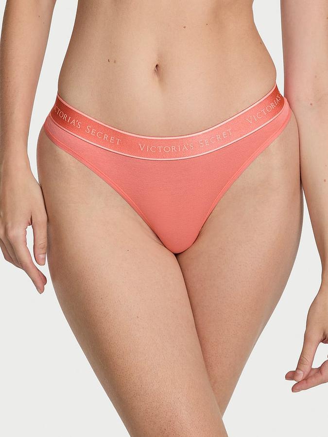 Logo Cotton Thong Panty