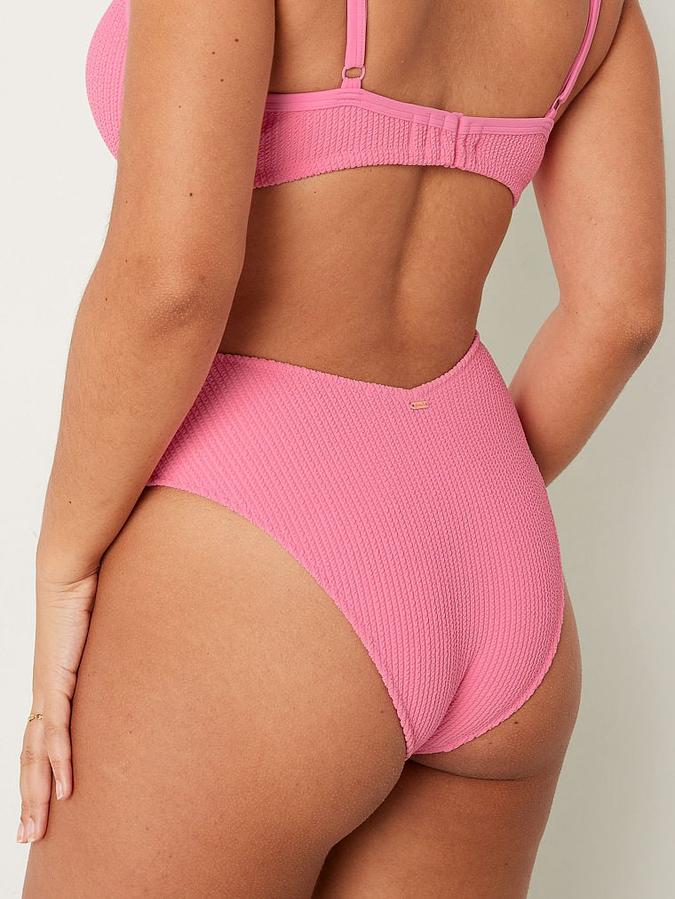 Crinkle High-Waist Cheeky Bikini Bottom image number 1
