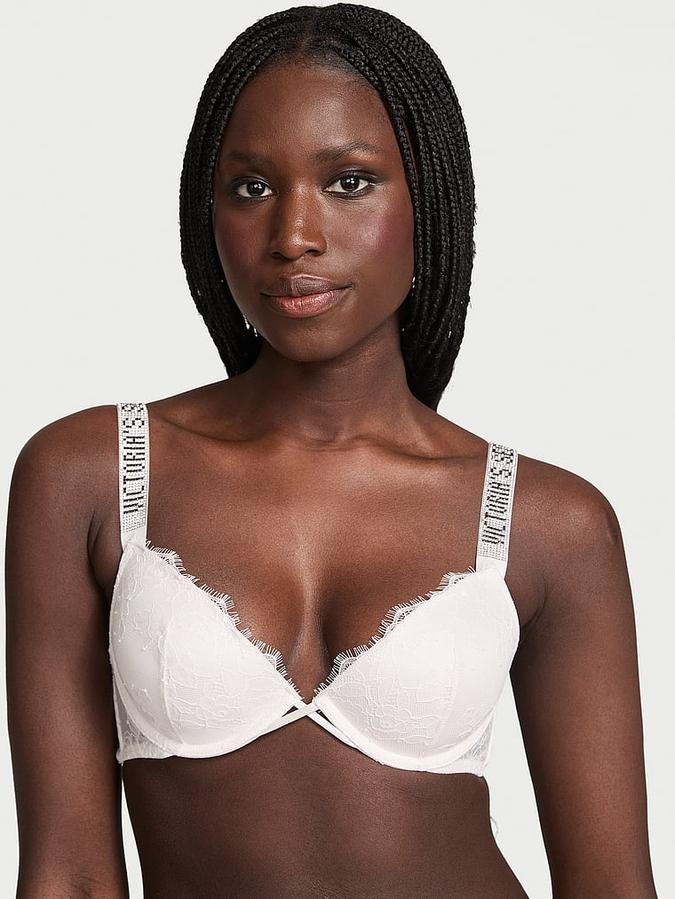 Shine Strap Rose Lace Lightly Lined Low-Cut Demi Bra