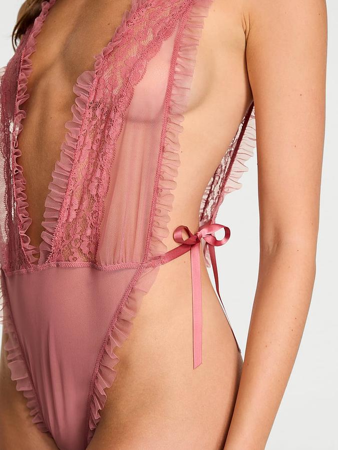 Dare to Dream Lace Sheer High-Leg Teddy image number 3