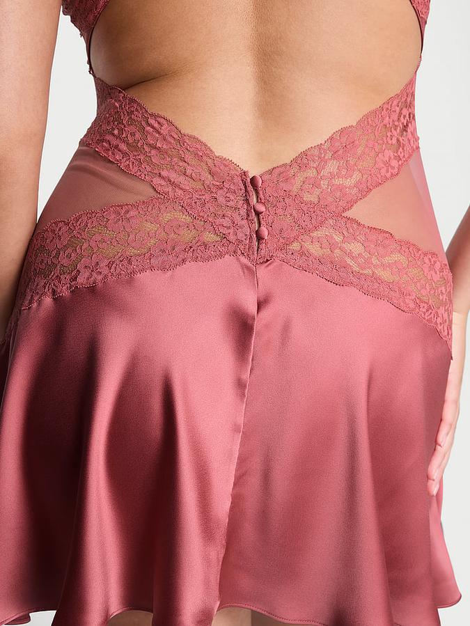 Dare to Dream Lace & Satin Flounce Slip Dress image number 3
