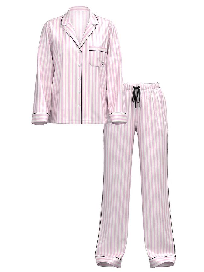 Glazed Satin Long Pajama Set image number 2