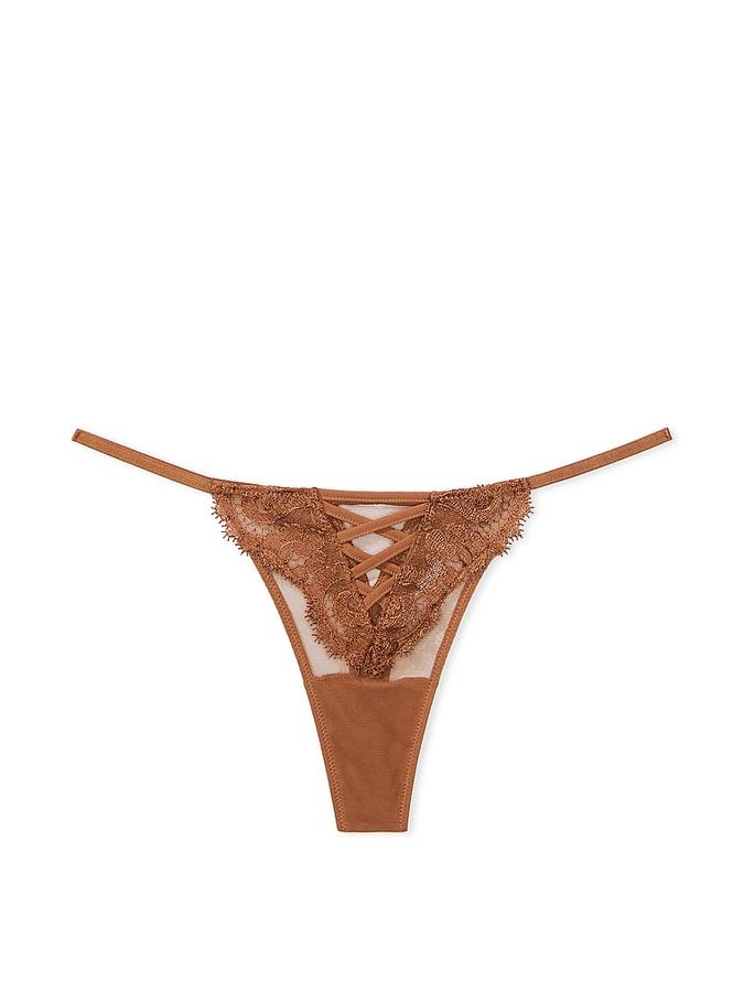 Boho Floral Embroidery Thong Panty image number 2
