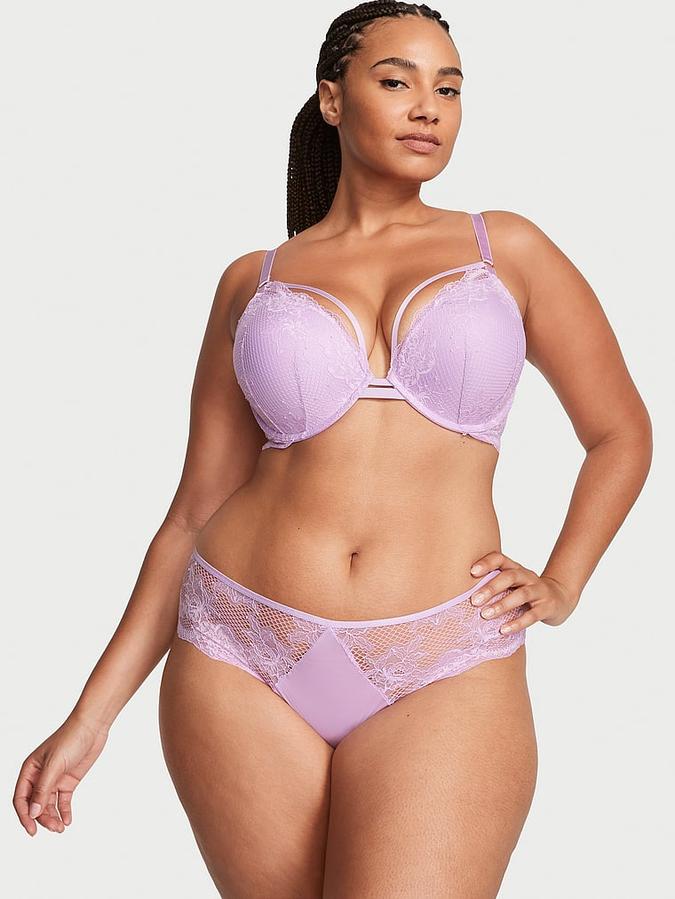 Strappy Fishnet Lace Push-Up Bra image number 3