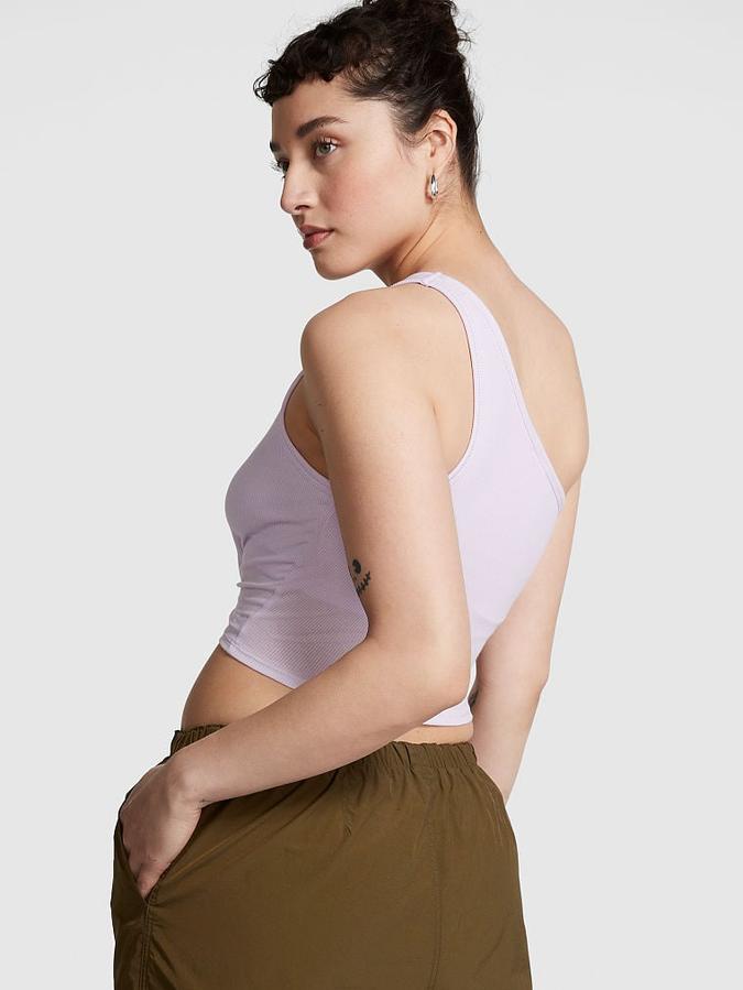 Rib One-Shoulder Crop Tank Top image number 1