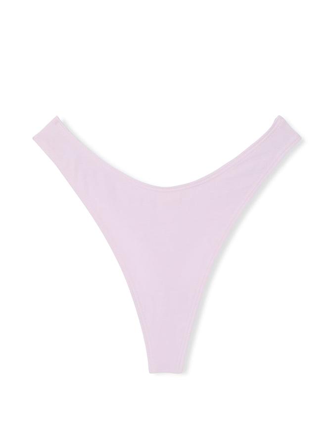 Stretch Cotton Scoop High-Leg Thong Panty image number 1