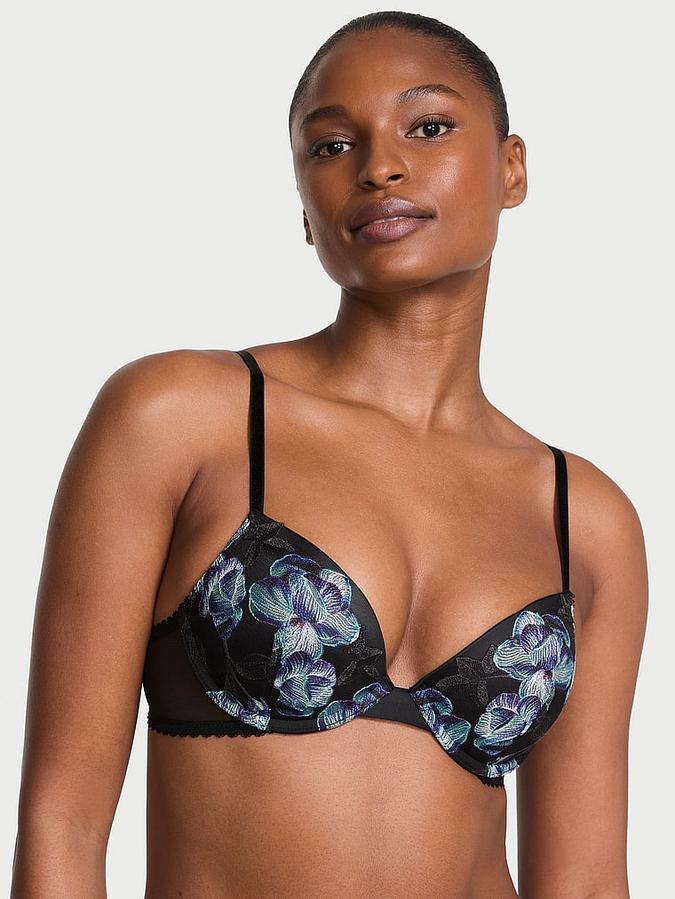 Electric Orchid Embroidery Push-Up Bra image number 0