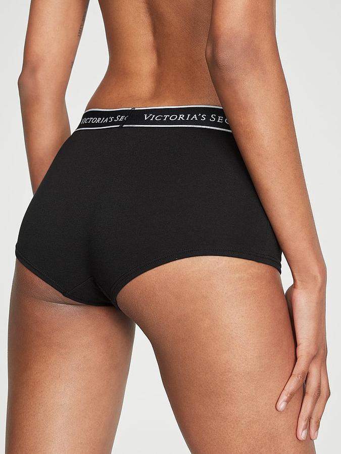Black Logo Cotton Boyshort Panty Logo Cotton Boyshort Panty