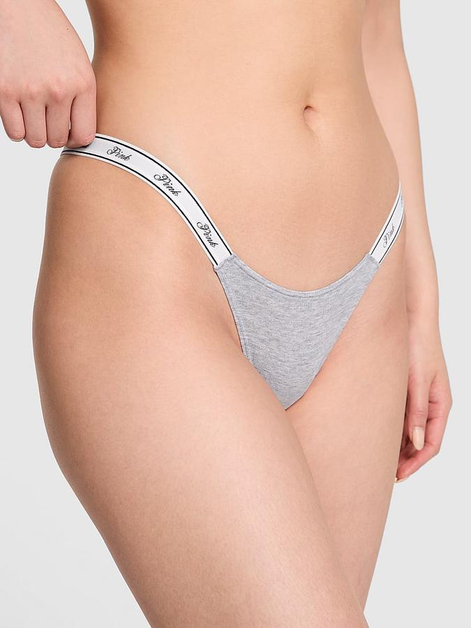 Logo Cotton High-Leg Micro Thong Panty