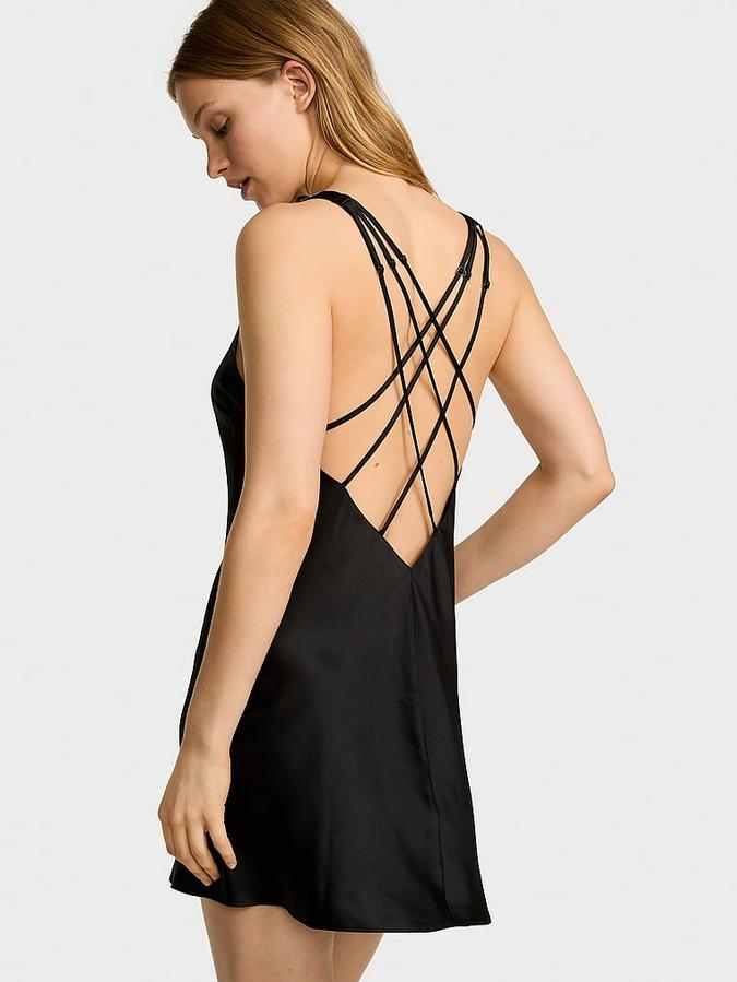 Scattered Shine Strap Satin Strappy-Back Slip