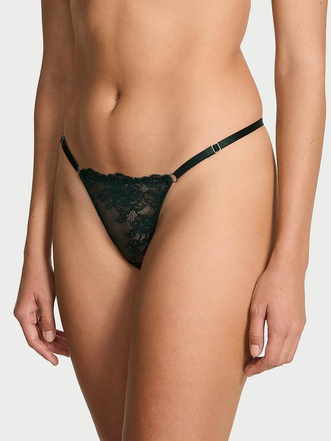 Rose Lace Shimmer Adjustable V-String Panty