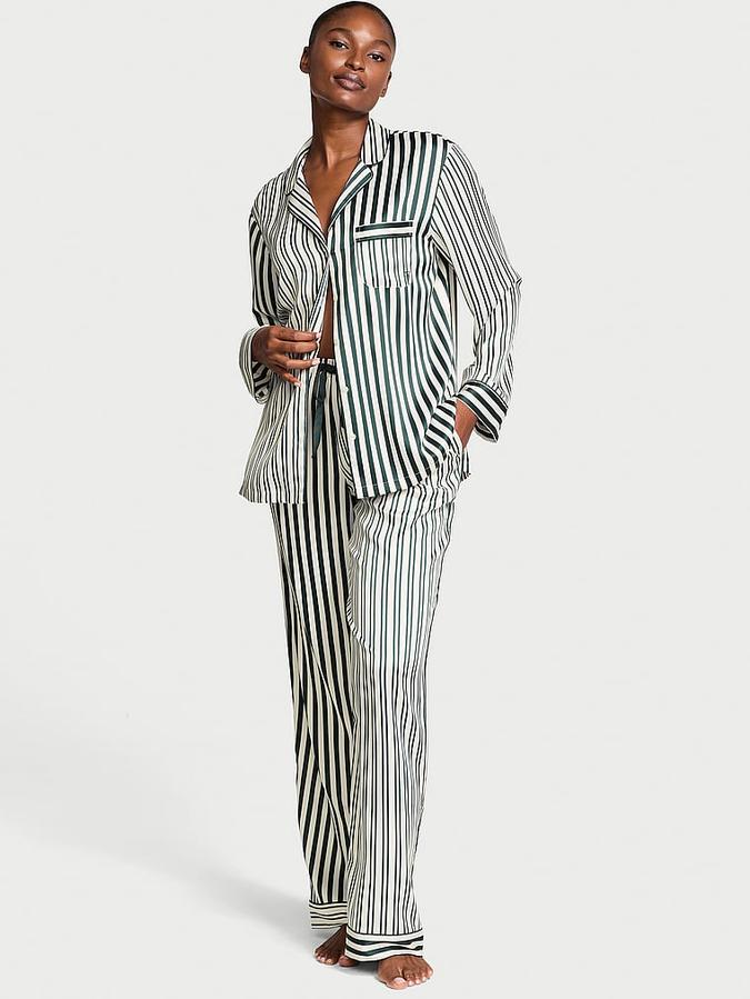 Glazed Satin Long Pajama Set image number 0